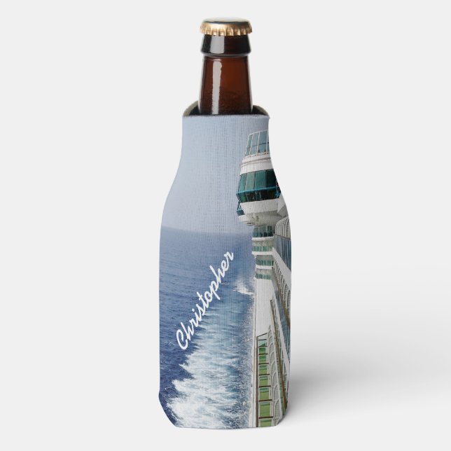 Cruising on Balcony Row Personalized Bottle Cooler (Bottle Front)