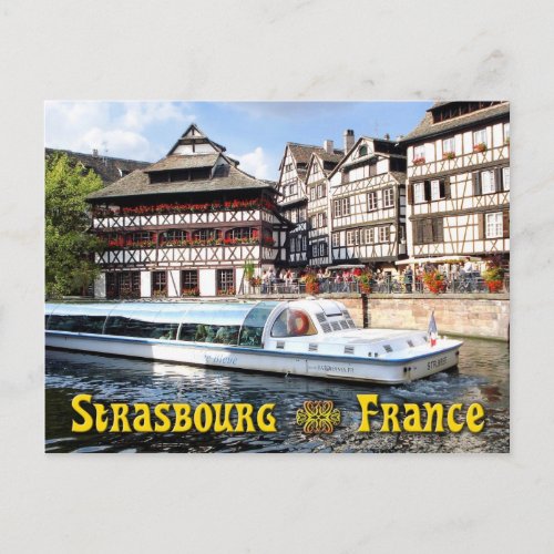 Cruising on the River Ill in Strasbourg France Postcard