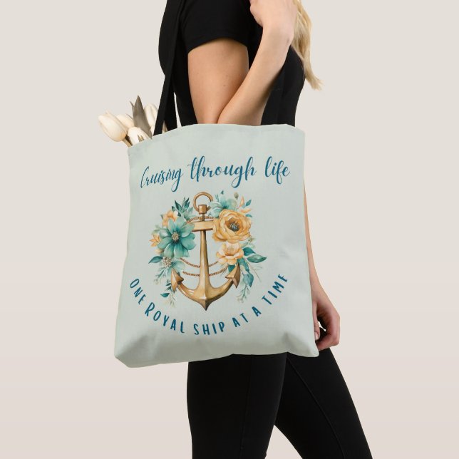 Cruising Royal Floral Tote Bag (Close Up)