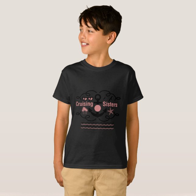 Cruising Sisters Funny Holiday Cruise Ship Gifts T-Shirt (Front Full)