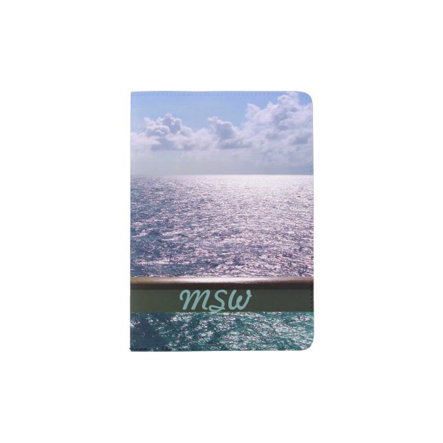 Cruising the Ocean Blue Monogrammed Passport Holder (Front)