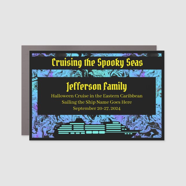 Cruising the Spooky Seas Halloween Door Marker Car Magnet (Front)