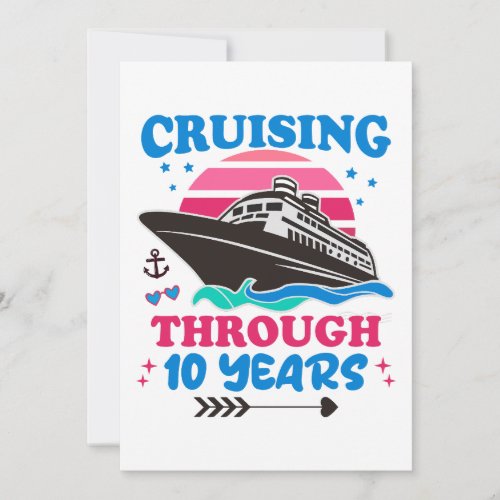 Cruising Through 10 Years Wedding Invitation