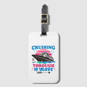 Cruising Through 10 Years Wedding Luggage Tag