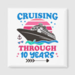 Cruising Through 10 Years Wedding Magnet<br><div class="desc">Cruising and wedding design showing a cruise ship and the quote “Cruising through 10 years”. Perfect to celebrate your 10th year wedding anniversary with a romantic cruise trip.</div>