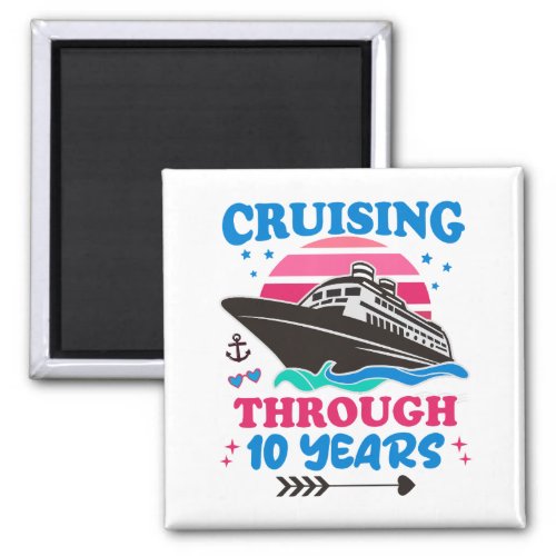 Cruising Through 10 Years Wedding Magnet
