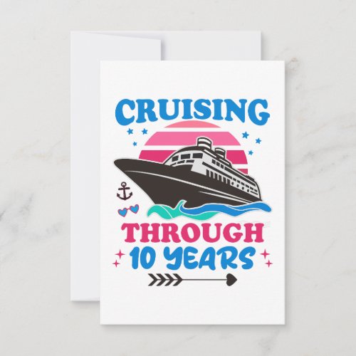 Cruising Through 10 Years Wedding Thank You Card