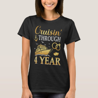 Cruising Through 4 Year 4th Anniversary Cruise Cou T-Shirt