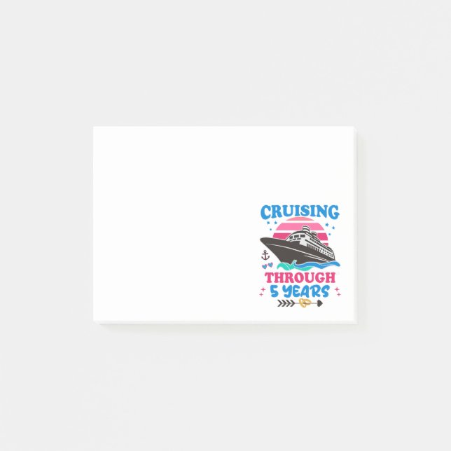 Cruising Through 5 Years Wedding Post-it Notes (Front)
