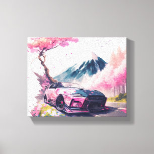 Cruising Through Cherry Blossom Landscape Canvas Print