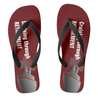 Cruising Through Retirement Dark Red Flip Flops