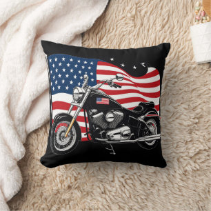 Cruising with pride beside the American flag Throw Pillow