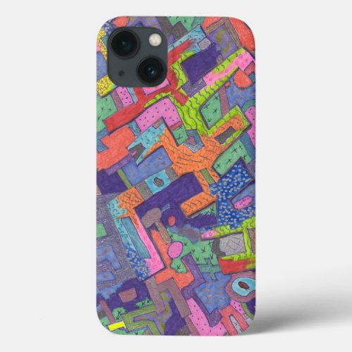 Crumbling City Abstract Art iPhone 13 Case