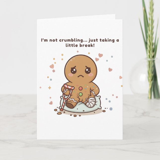 Crumbling, Cute Puchi Gingerbread Get Well Card (Front)