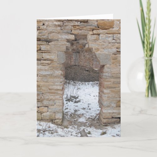 Crumbling Oxford Mill Ruins Christmas Card