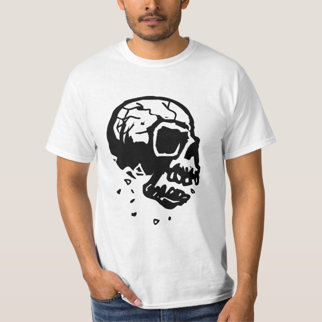 Crumbling Skull Black & White T-Shirt (Front)