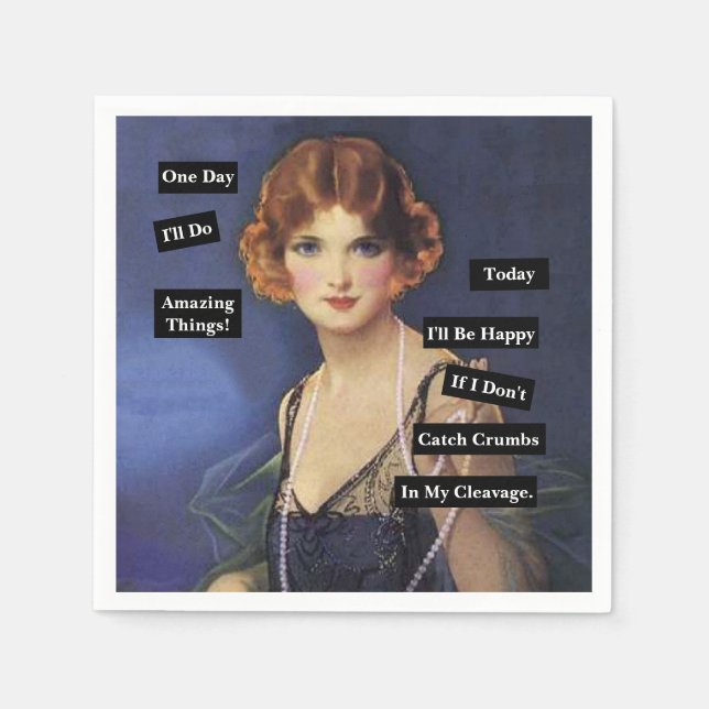 Crumbs In My Cleavage Vintage Lady Funny  Napkins (Front)