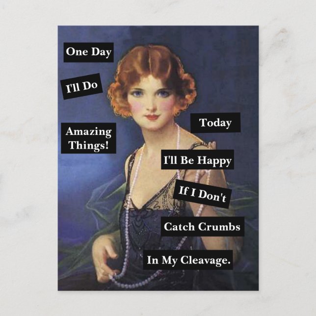 Crumbs In My Cleavage Vintage Lady Funny  Postcard (Front)