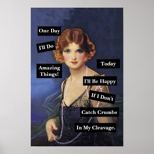 Crumbs In My Cleavage Vintage Lady Funny  Poster