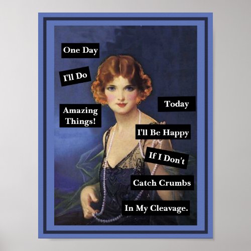 Crumbs In My Cleavage Vintage Lady Funny  Poster
