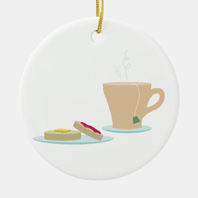 Crumpets & Tea Ceramic Ornament (Front)
