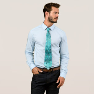 Crumpled blue neon paper neck tie
