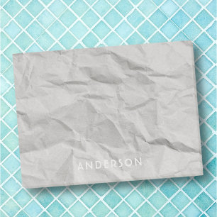 Crumpled creased paper grey vintage custom name post-it notes