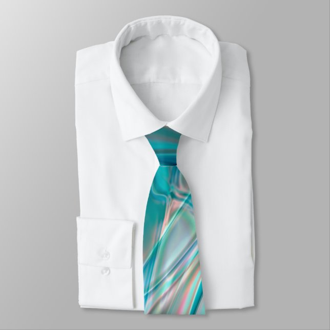 Crumpled curves in light shades of blue and pink   neck tie (Tied)