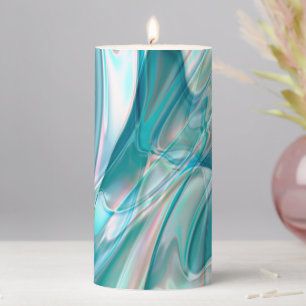 Crumpled curves in light shades of blue and pink   pillar candle