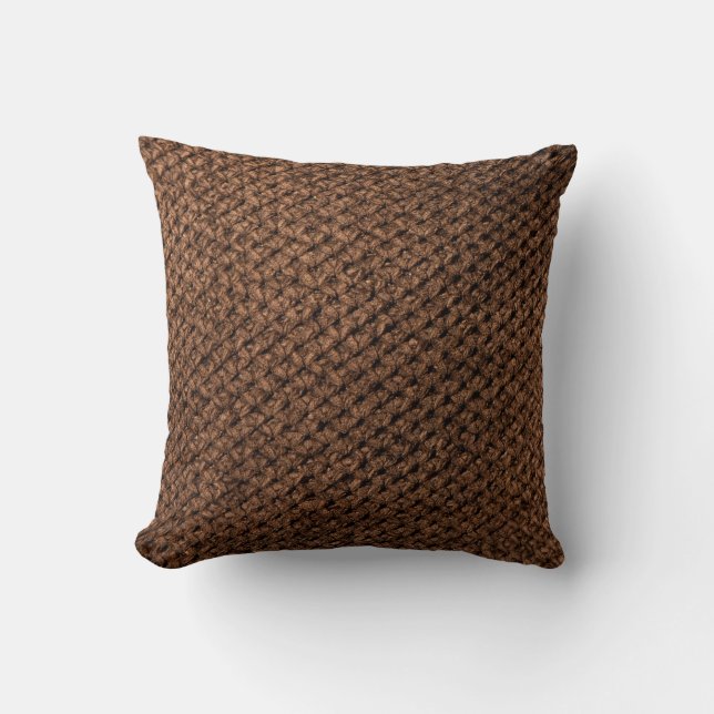 Crumpled Fabric: Dark Brown Elegance Throw Pillow (Front)