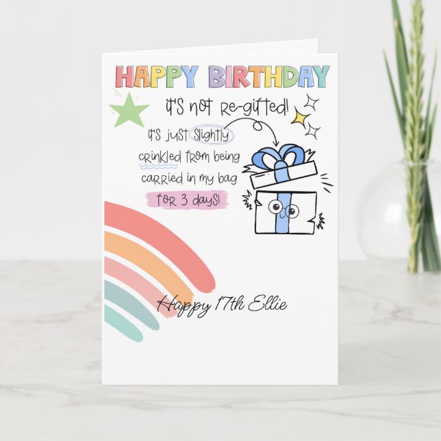 Crumpled Gift Funny Birthday Card ADHD (Front)