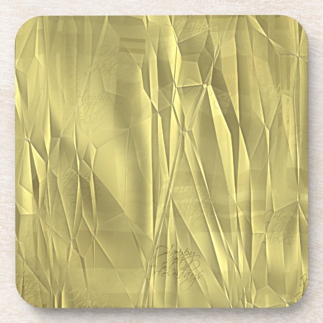 Crumpled Gold Foil Christmas Wrapping Paper Drink Coaster (Front)