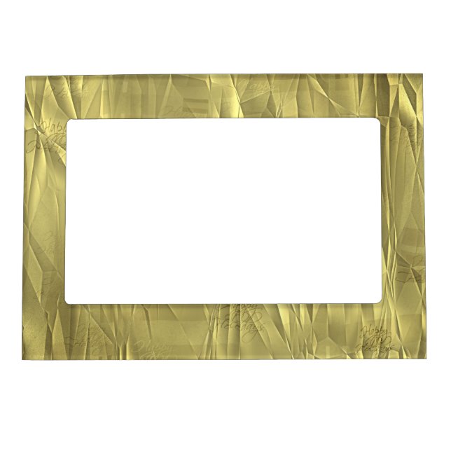 Crumpled Gold Foil Christmas Wrapping Paper Magnetic Frame (Front)
