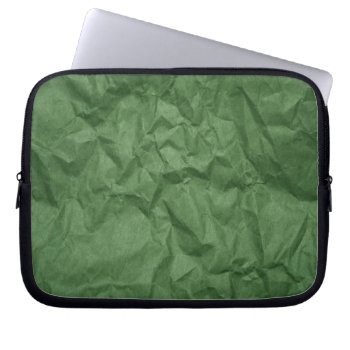 Crumpled Green Paper Texture Laptop Sleeve by stopnbuy at Zazzle