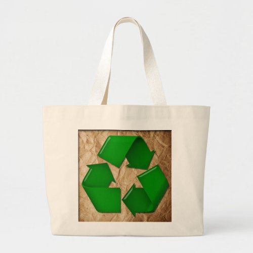 Crumpled Paper and Recycle symbol Large Tote Bag