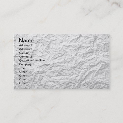 Crumpled Paper Texture For Background 2 Business Card