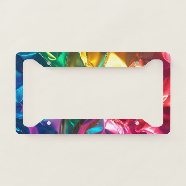 Crumpled Rainbow License Plate Frame (Front)