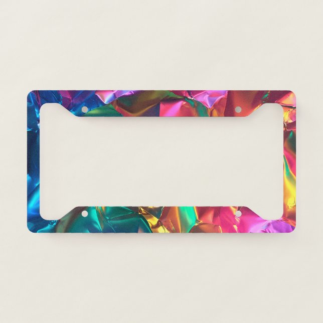 Crumpled Rainbow License Plate Frame (Front)