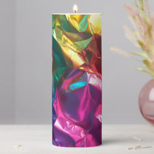 Crumpled Rainbow Pillar Candle