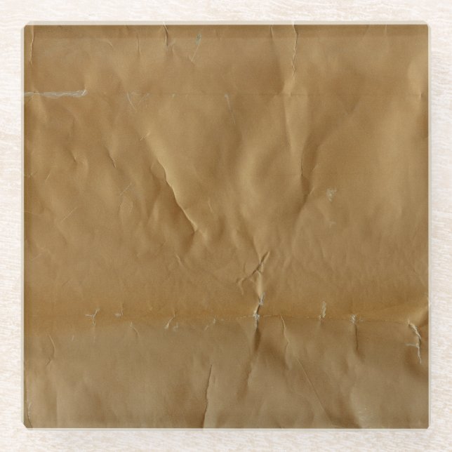 Crumpled red paper: grungy background. glass coaster (Front)