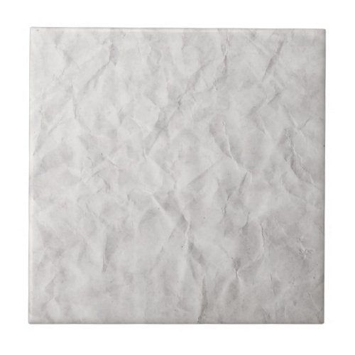 Crumpled White Paper Texture Ceramic Tile