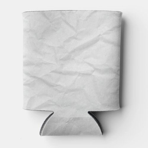 Crumpled White Paper Textured Background Can Cooler