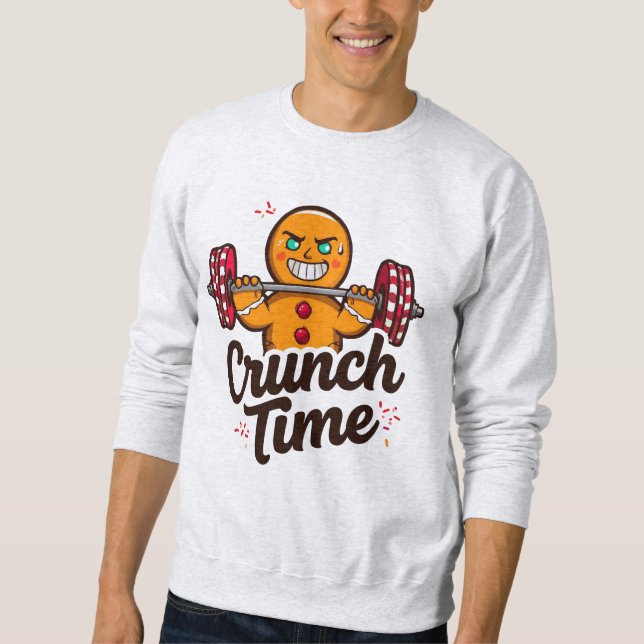 Crunch Time – Gingerbread Lifting Barbell Christma Sweatshirt (Front)