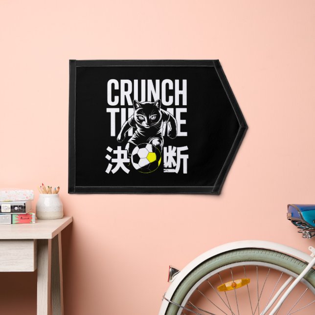Crunch Time Soccer Cat For Bedroom & Locker Room Pennant (Insitu 2)