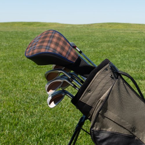 Crunchy Brown Late Fall Leaves Brown Blue Plaid Golf Head Cover