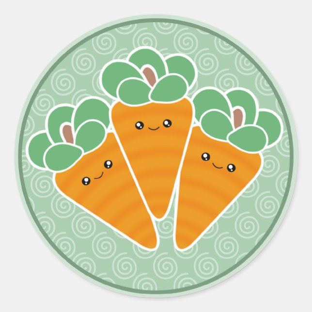 Crunchy Carrots Kawaii Stickers (Front)