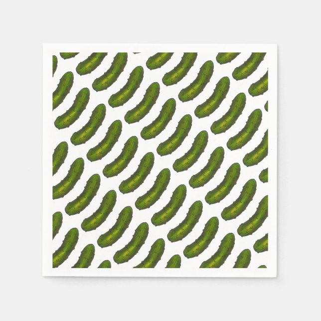 Crunchy Green Dill Pickle Sour Pickles Jewish Deli Paper Napkins (Front)