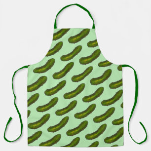 Crunchy Green Kosher Deli Sour Dill Pickle Print Apron