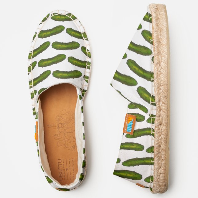 Crunchy Green Kosher Deli Sour Dill Pickle Print Espadrilles (Side)