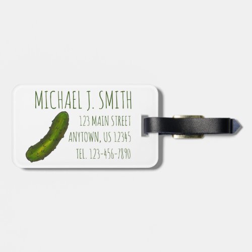 Crunchy Green Kosher Dill Deli Pickle Foodie Luggage Tag